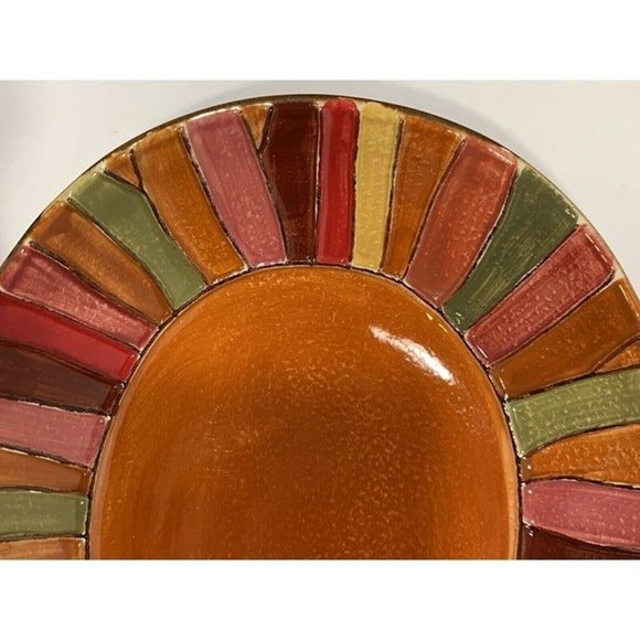 Pier 1 Wavy Stripe Bowl Soup Cereal Multicolor Stripes Embossed 9” X 8” 1 Bowl - Picture 5 of 9